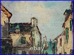 Yves GONEC huile sur toile rue animée en Bretagne 1930-1940