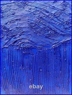 Yves Klein Bleu Foncé Tableau Fait Main Monochrome Minimaliste 3D Relief