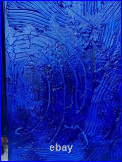 Yves Klein Bleu Foncé Tableau Fait Main Monochrome Minimaliste 3D Relief