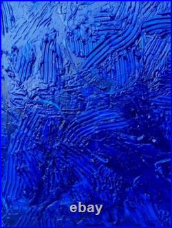Yves Klein Bleu Foncé Tableau Fait Main Monochrome Minimaliste 3D Relief