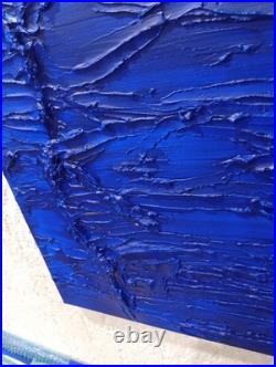 Yves Klein Bleu Foncé Tableau Fait Main Monochrome Minimaliste 3D Relief