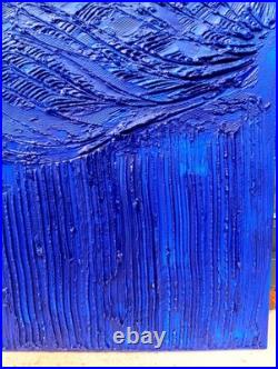 Yves Klein Bleu Foncé Tableau Fait Main Monochrome Minimaliste 3D Relief