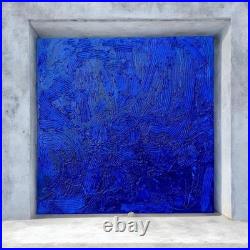 Yves Klein Bleu Foncé Tableau Fait Main Monochrome Minimaliste 3D Relief