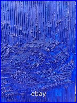 Yves Klein Bleu Foncé Tableau Fait Main Monochrome Minimaliste 3D Relief