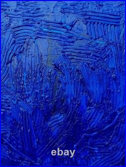 Yves Klein Bleu Foncé Tableau Fait Main Monochrome Minimaliste 3D Relief
