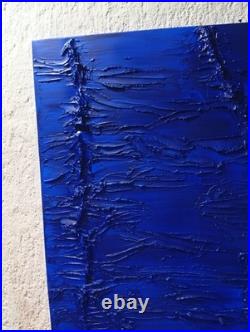 Yves Klein Bleu Foncé Tableau Fait Main Monochrome Minimaliste 3D Relief