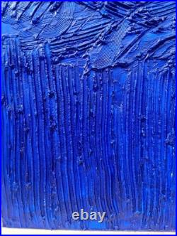 Yves Klein Bleu Foncé Tableau Fait Main Monochrome Minimaliste 3D Relief