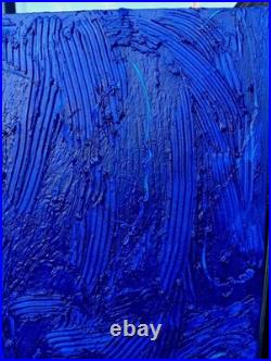 Yves Klein Bleu Foncé Tableau Fait Main Monochrome Minimaliste 3D Relief