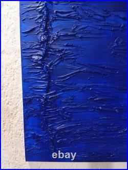 Yves Klein Bleu Foncé Tableau Fait Main Monochrome Minimaliste 3D Relief