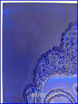Yves Klein Bleu Outremer Foncé Bouddha Portrait Fait Main Texturée 3D Relief