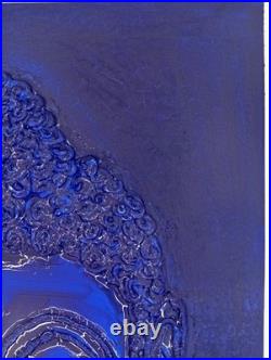 Yves Klein Bleu Outremer Foncé Bouddha Portrait Fait Main Texturée 3D Relief