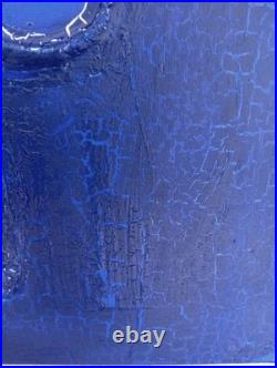 Yves Klein Bleu Outremer Foncé Bouddha Portrait Fait Main Texturée 3D Relief