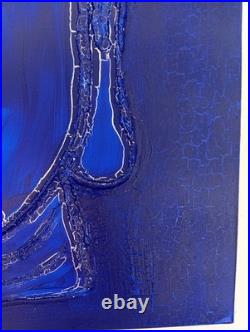 Yves Klein Bleu Outremer Foncé Bouddha Portrait Fait Main Texturée 3D Relief
