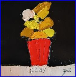 ZAEL, (cotation J. A Akoun) POT AUX FLEURS JAUNES